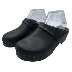 Lotta from Stockholm Black Leather Clogs - Size 36/ US Size 6